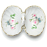 Солонка Meissen-ракушка с двумя чашами 11,5см Белая роза