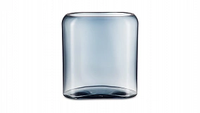 Ваза прямоугольная Nude Glass Слои 27,6 см, синяя