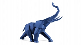 Фигурка Lladro Слон оригами 52х20х43 см, фарфор, синяя
