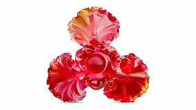 Подсвечник Decor de Table Pate de Verre Cristal Ирисы 8 см, хрустальное тесто, янтарно-красный, п/к