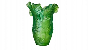 Ваза Decor de table Гинкго 30 см, хрусталь, зеленая
