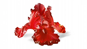 Подсвечник Decor de Table Pate de Verre Cristal Ирисы 8 см, хрустальное тесто, янтарно-красный, п/к