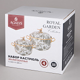 Набор кастрюль эмалированных Agness Яблоневый сад, 4 предмета, 2.1л, 3.8л