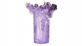 Ваза Decor de table Орхидея 30 см, хрусталь, фиолетовая, п/к