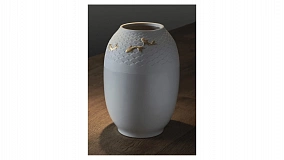 Ваза Lladro Кои 18х25см, фарфор, золотой люстр, белая